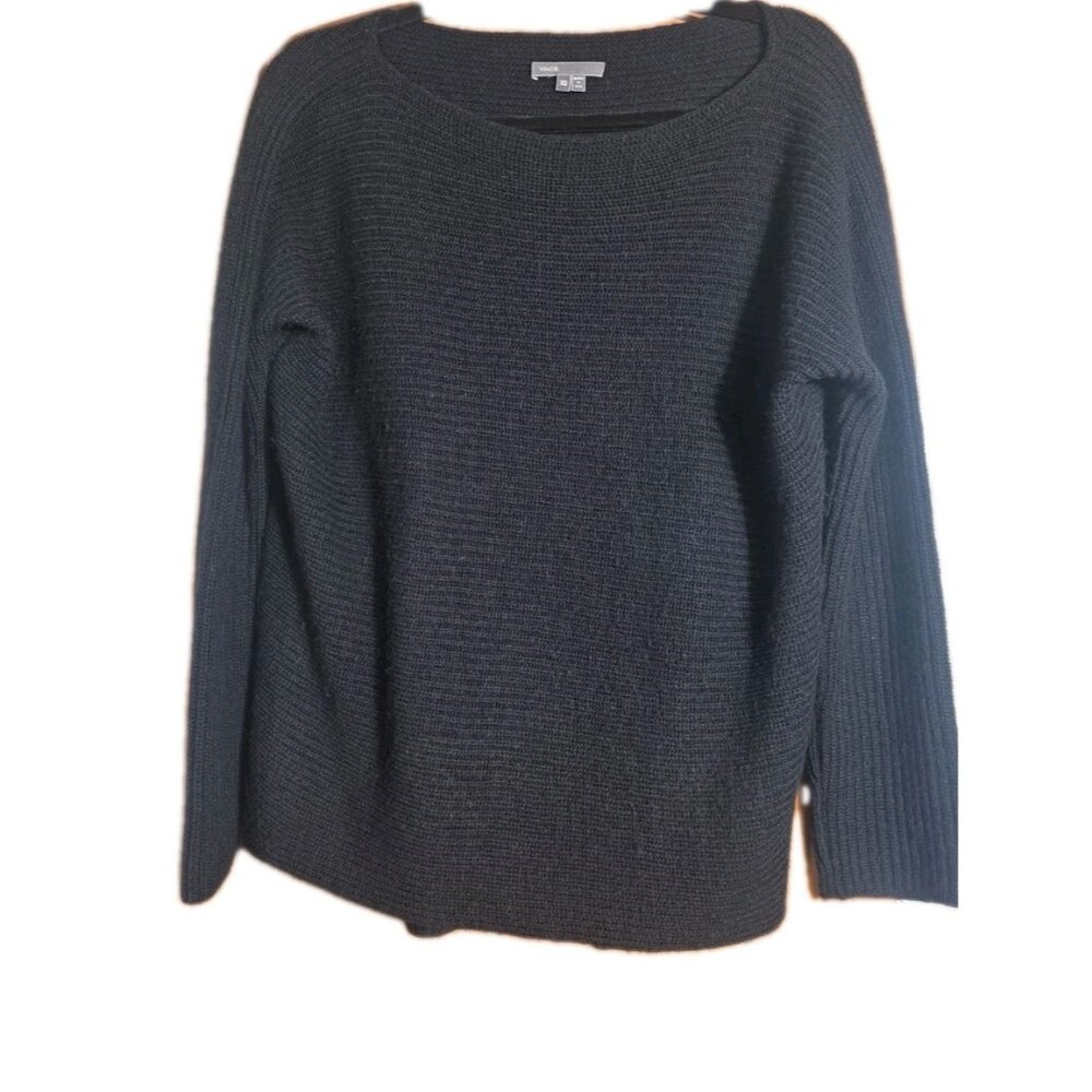 Vince Black Ribbed Knit Sweater